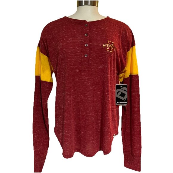 NEW Iowa State Cyclones Colosseum Adventure Speckle Henly LS Red Shirt Women's M - Picture 1 of 7